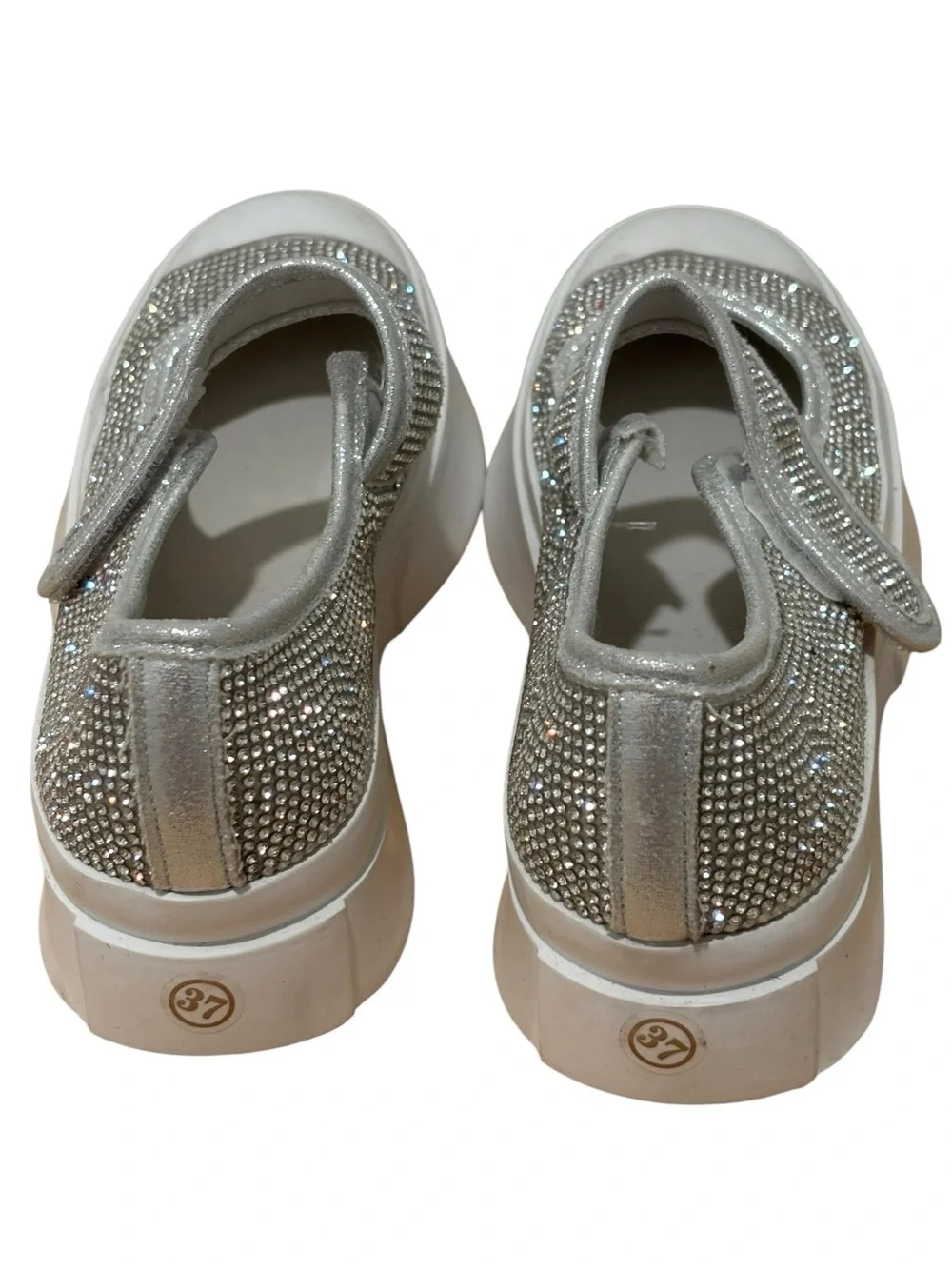Kids Sparkle Platform Mary Janes - Silver